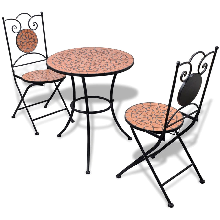 Set Mobilier Bistro, 3 Piese, Cărămiziu, Plăci Ceramice