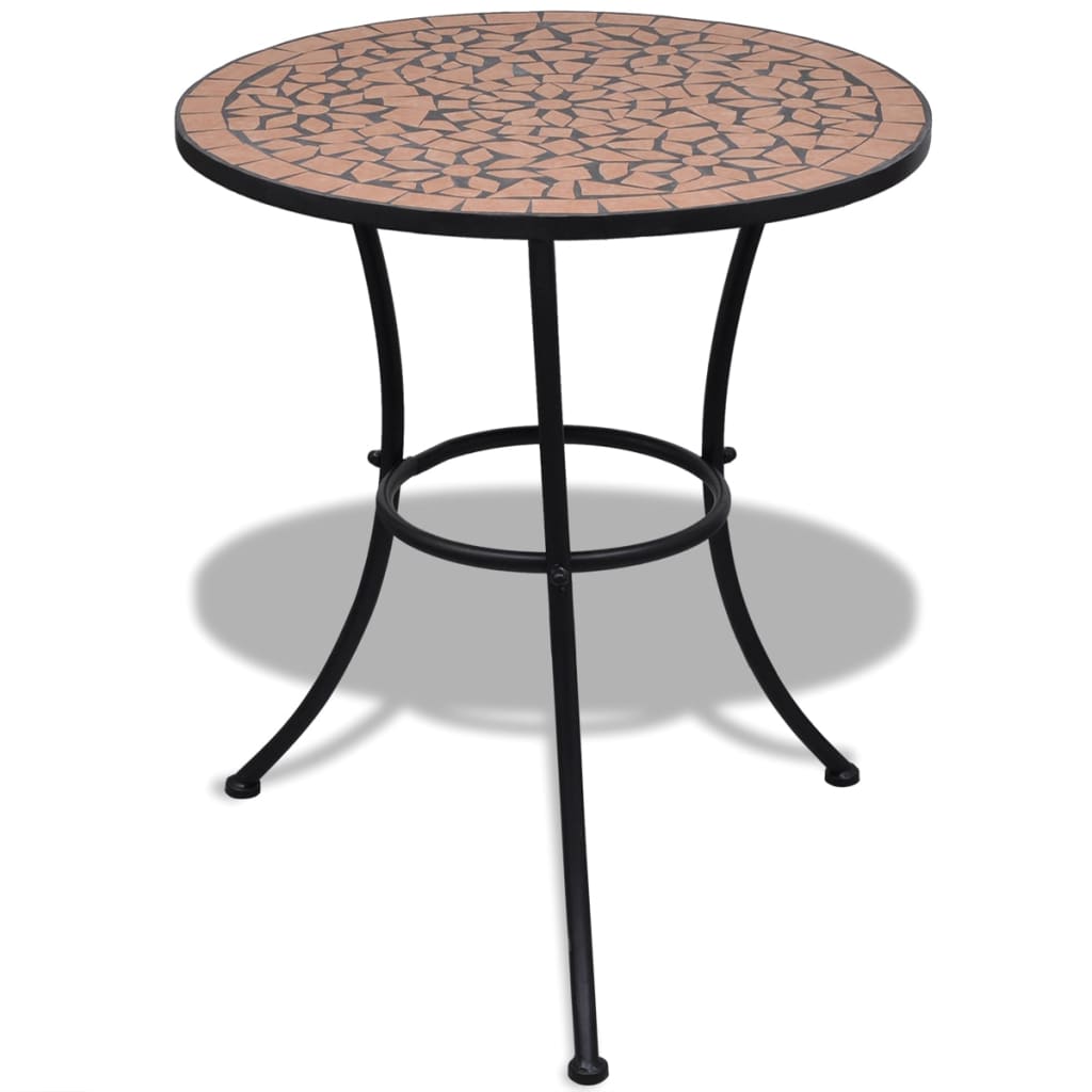 Set Mobilier Bistro, 3 Piese, Cărămiziu, Plăci Ceramice