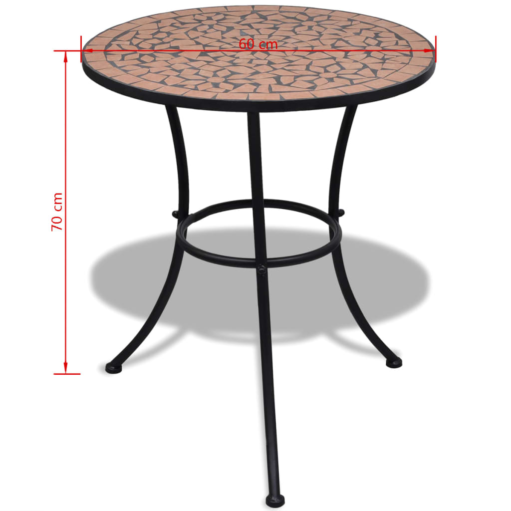 Set Mobilier Bistro, 3 Piese, Cărămiziu, Plăci Ceramice