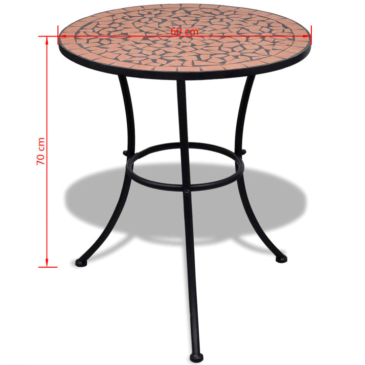 Set Mobilier Bistro, 3 Piese, Cărămiziu, Plăci Ceramice