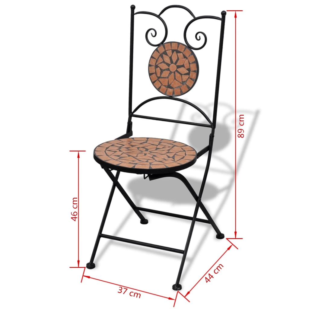 Set Mobilier Bistro, 3 Piese, Cărămiziu, Plăci Ceramice