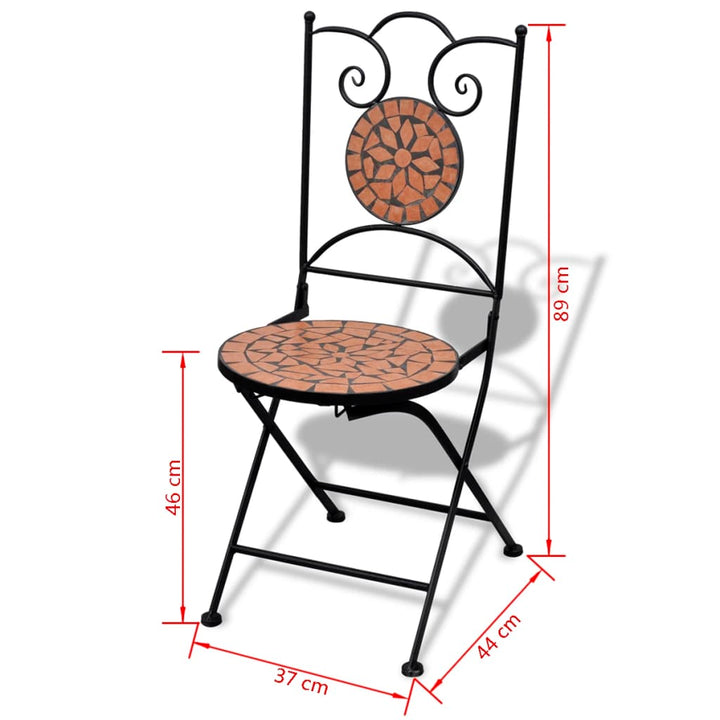 Set Mobilier Bistro, 3 Piese, Cărămiziu, Plăci Ceramice
