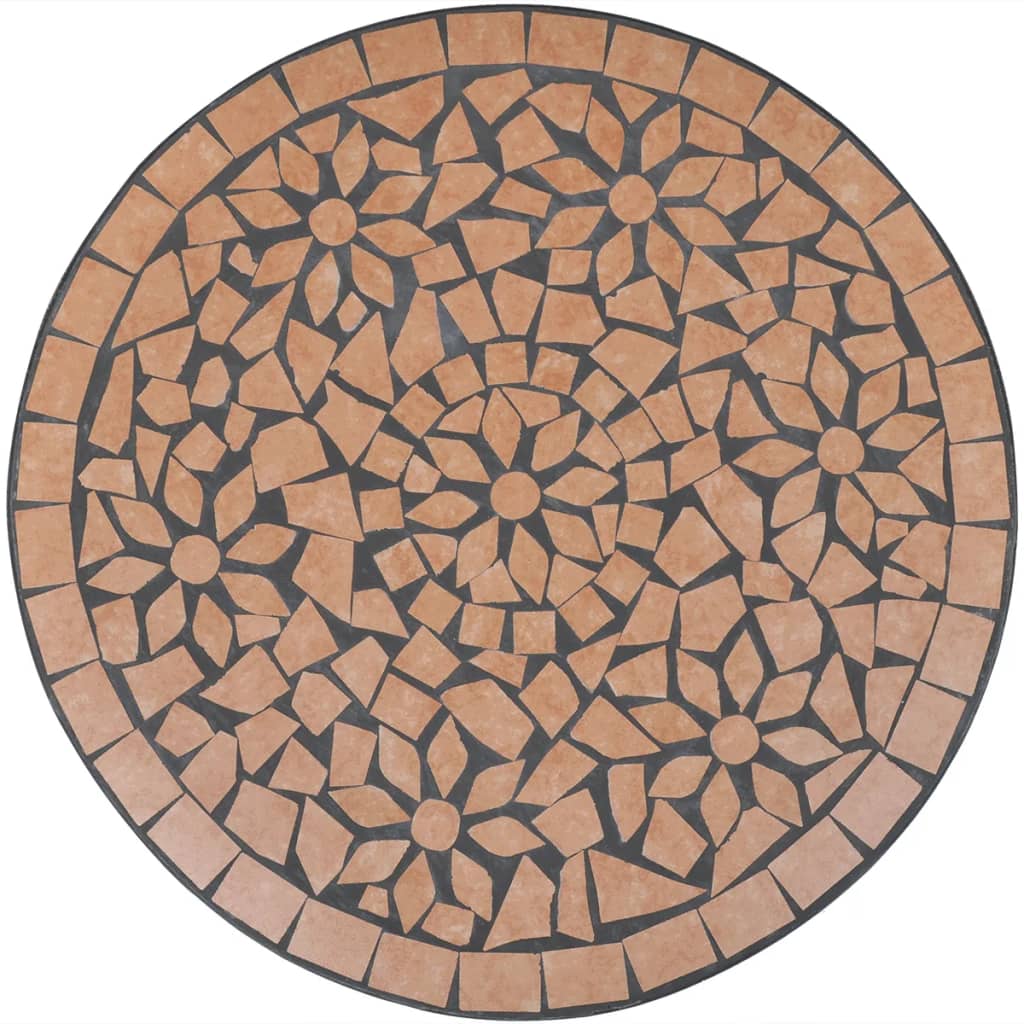 Set Mobilier Bistro, 3 Piese, Cărămiziu, Plăci Ceramice
