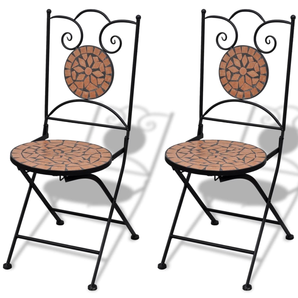 Set Mobilier Bistro, 3 Piese, Cărămiziu, Plăci Ceramice