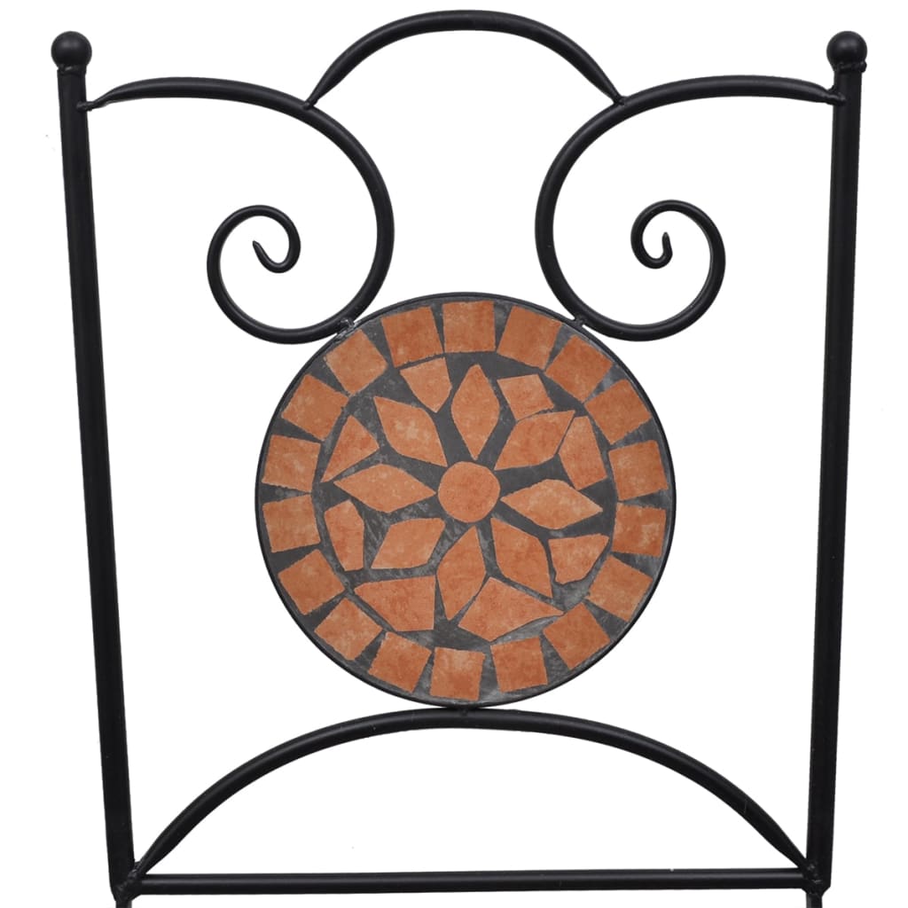 Set Mobilier Bistro, 3 Piese, Cărămiziu, Plăci Ceramice