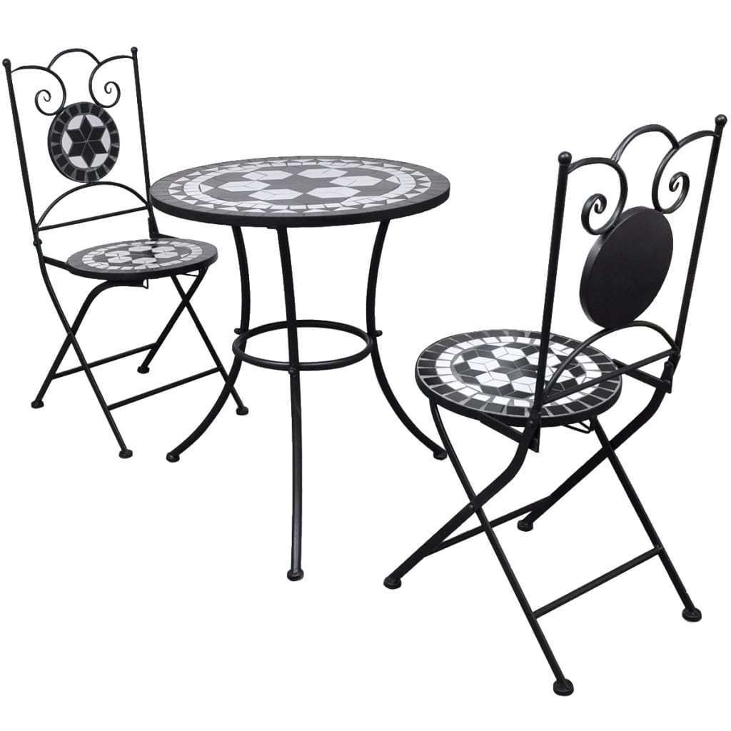 Set Mobilier Bistro, 3 Piese, Cărămiziu, Plăci Ceramice