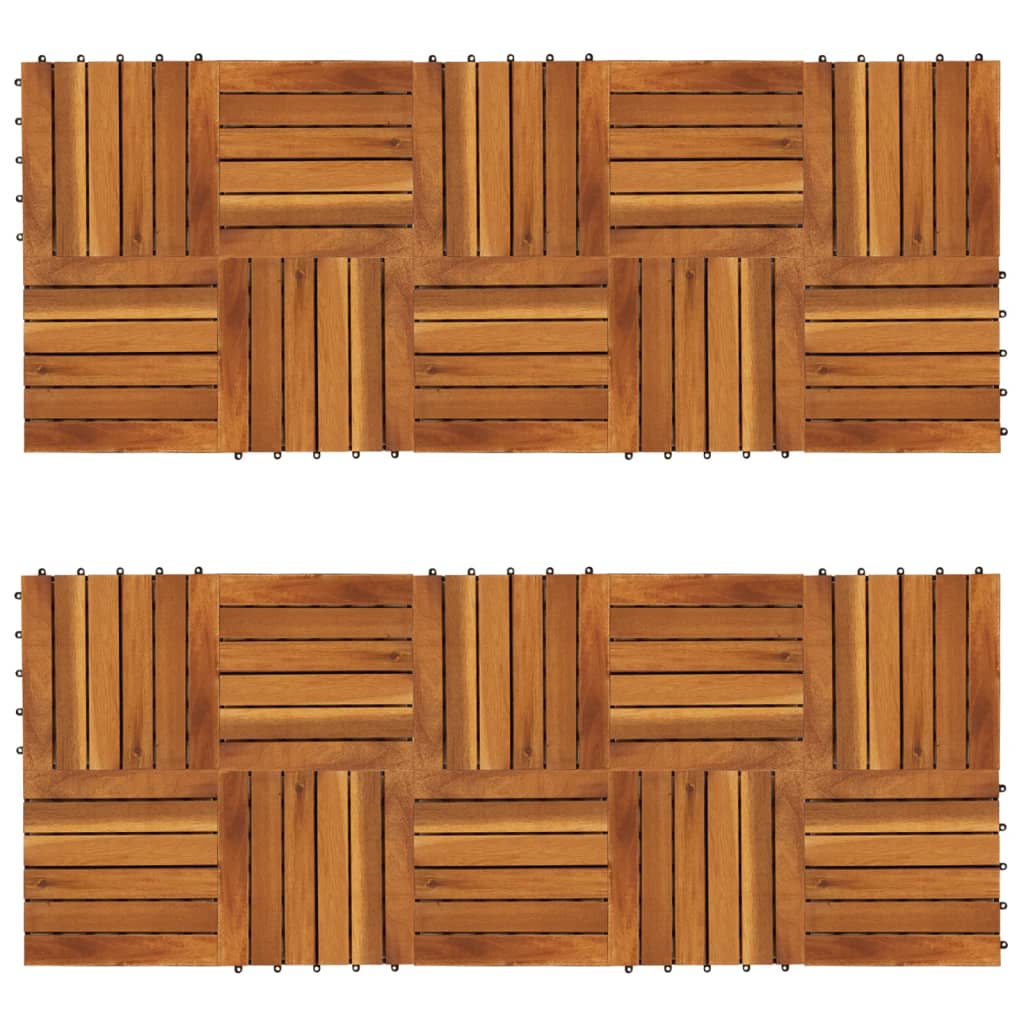 Plăci Pardoseală, 10 Buc., , 30X30 Cm, Lemn Masiv De Acacia
