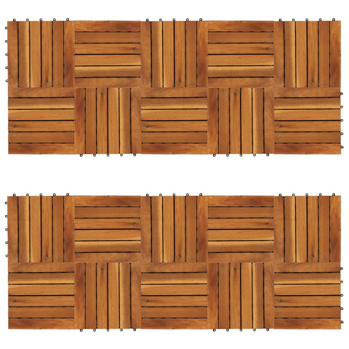Plăci Pardoseală, 10 Buc., , 30X30 Cm, Lemn Masiv De Acacia