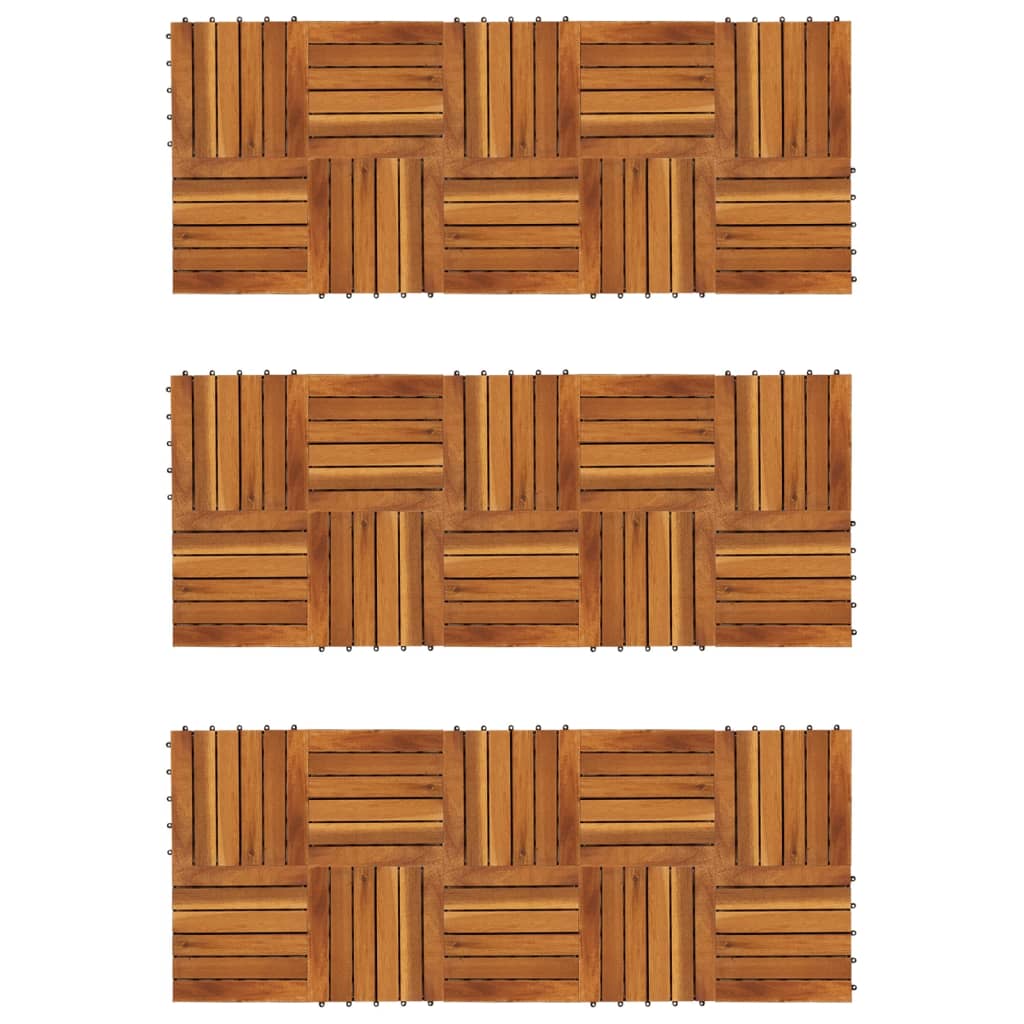 Plăci Pardoseală, 10 Buc., , 30X30 Cm, Lemn Masiv De Acacia