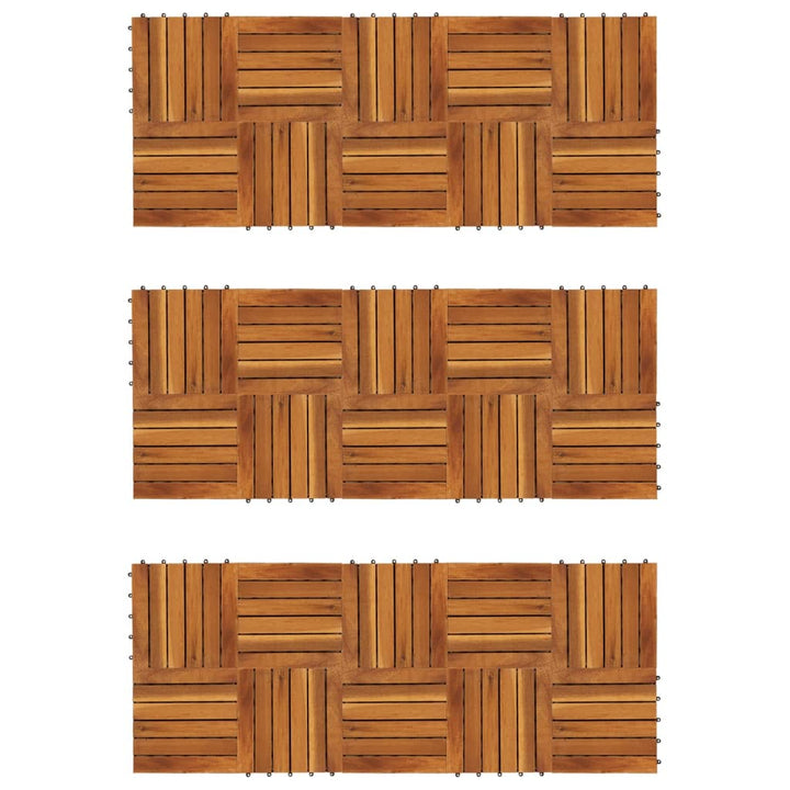 Plăci Pardoseală, 10 Buc., , 30X30 Cm, Lemn Masiv De Acacia