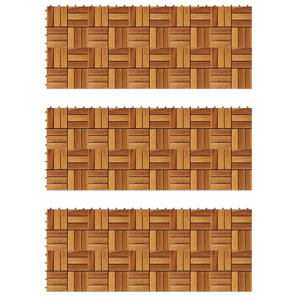 Plăci Pardoseală, 10 Buc., , 30X30 Cm, Lemn Masiv De Acacia
