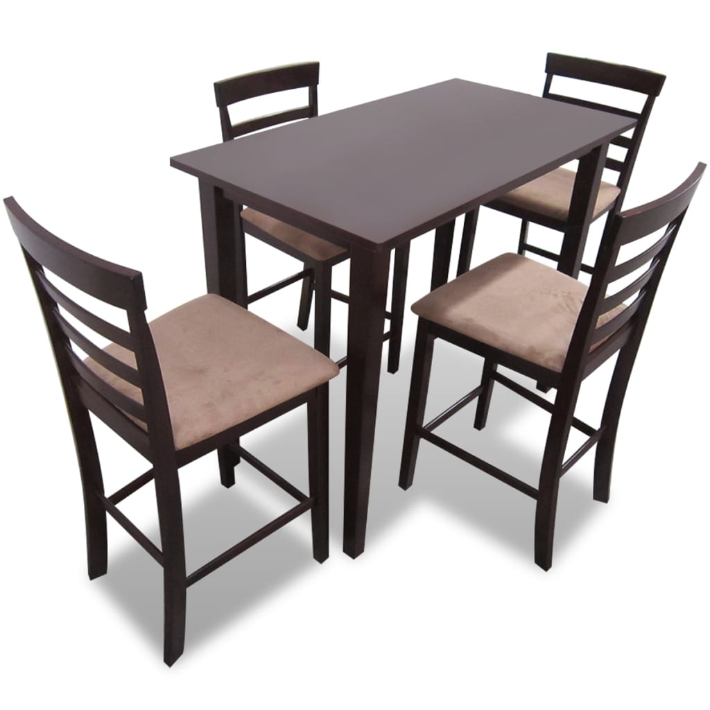 Set Mobilier De Bar Din Lemn, Masă Și 4 Scaune,