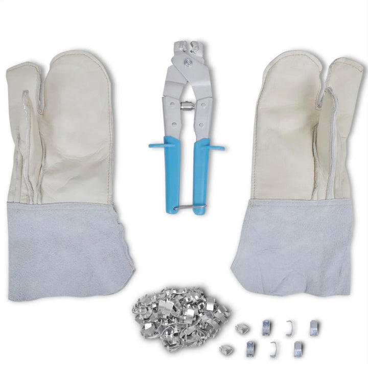 Set Accesorii Sârmă Ghimpată, Aplicator Cleme, Mănuși/200 Cleme