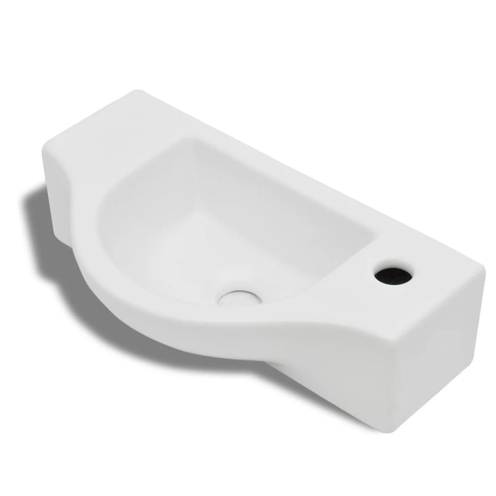 Chiuvetă De Baie Din Ceramică, Gaură Pentru Robinet Și Preaplin,