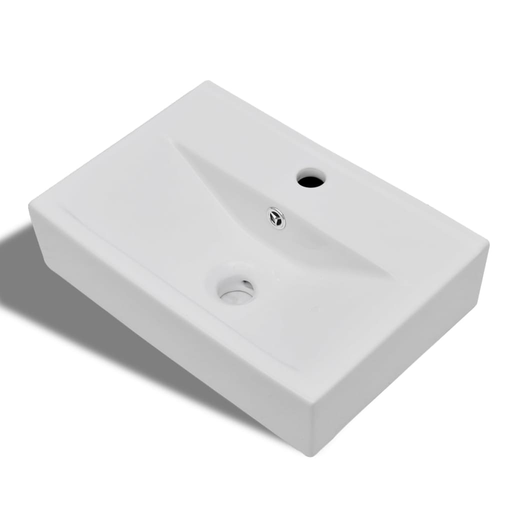 Chiuvetă Baie Ceramică Dreptunghiular Loc Robinet/Preaplin