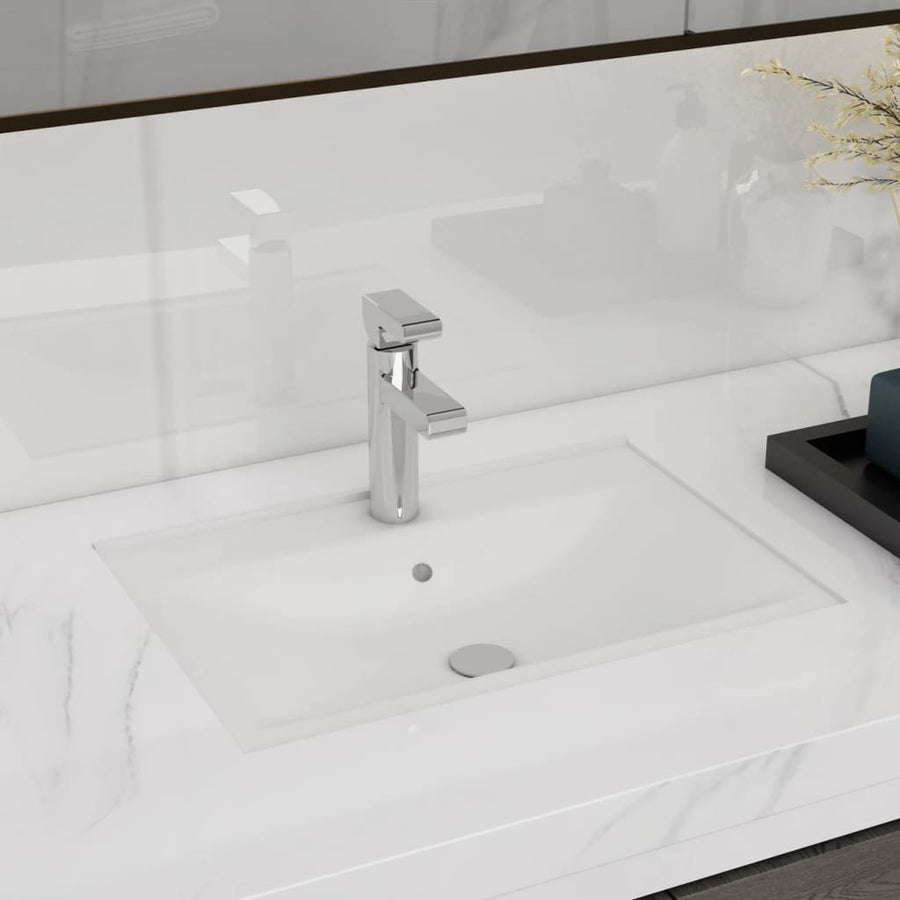 Chiuvetă Baie Ceramică Dreptunghiular Loc Robinet/Preaplin