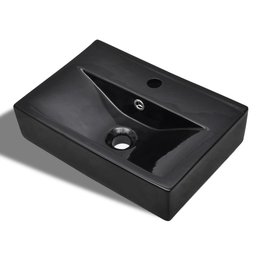 Chiuvetă Baie Ceramică Dreptunghiular Loc Robinet/Preaplin