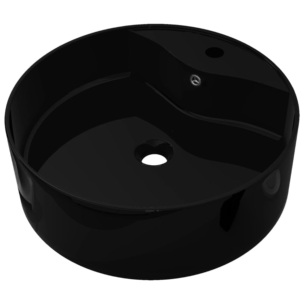 Bazin Chiuvetă Ceramică Baie Cu Gaură Robinet/Preaplin, Rotund,