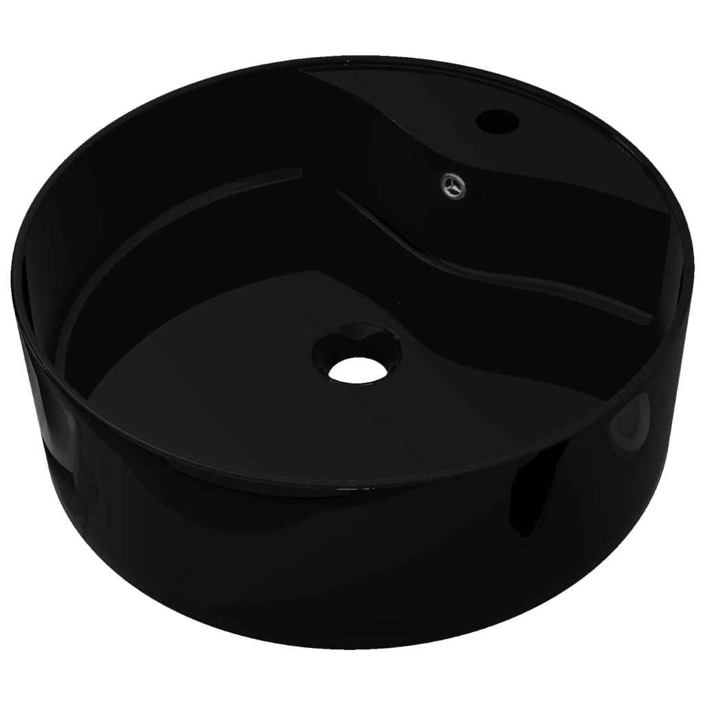 Bazin Chiuvetă Ceramică Baie Cu Gaură Robinet/Preaplin, Rotund,