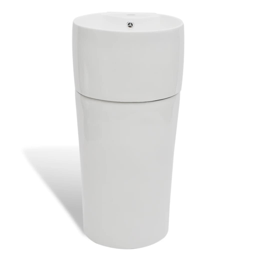 Chiuvetă Baie Cu Suport, Orificiu Robinet/Preaplin,Rotund,Ceramică,