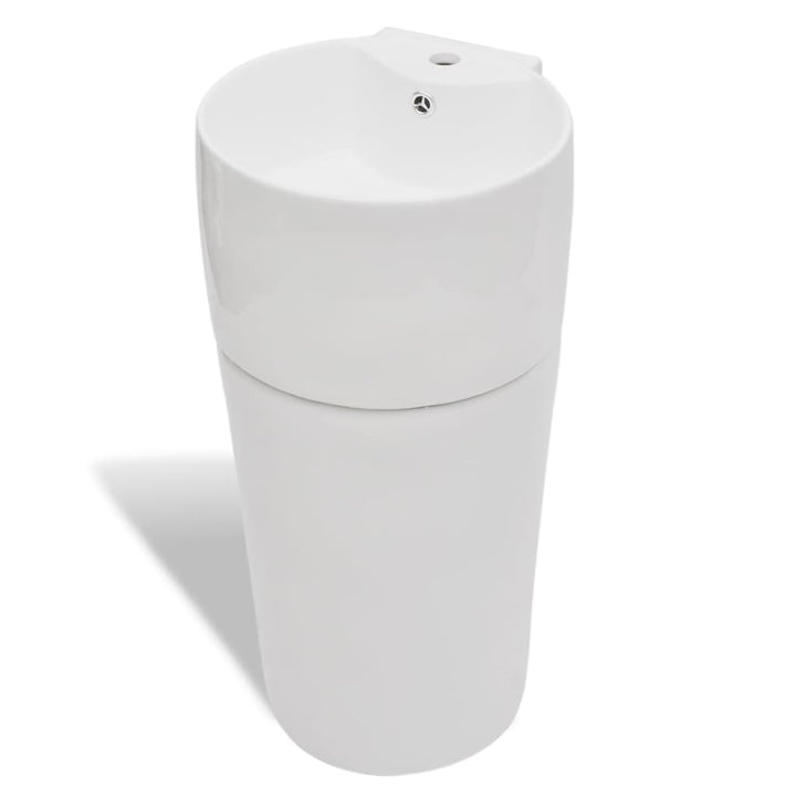 Chiuvetă Baie Cu Suport, Orificiu Robinet/Preaplin,Rotund,Ceramică,