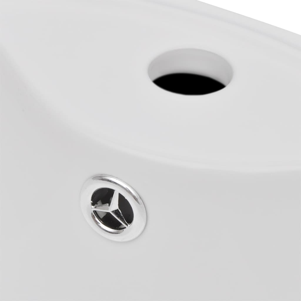 Chiuvetă Baie Cu Suport, Orificiu Robinet/Preaplin,Rotund,Ceramică,