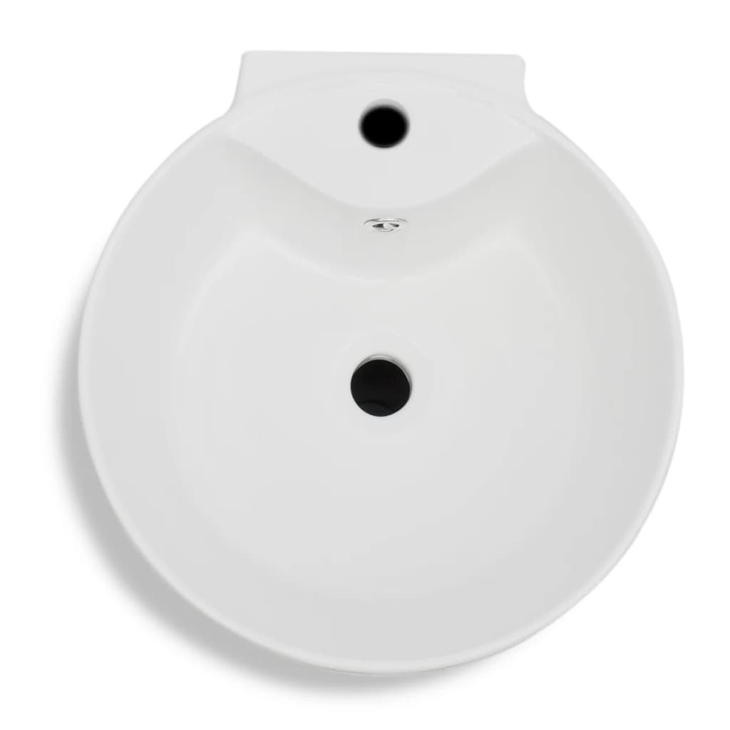 Chiuvetă Baie Cu Suport, Orificiu Robinet/Preaplin,Rotund,Ceramică,