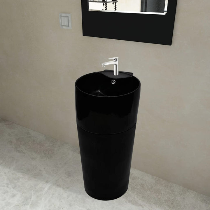 Chiuvetă Baie Cu Suport, Orificiu Robinet/Preaplin,Rotund,Ceramică,