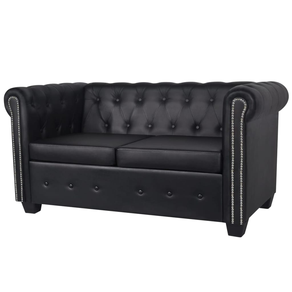 Canapea Chesterfield Cu 2 Locuri, Piele Artificială,