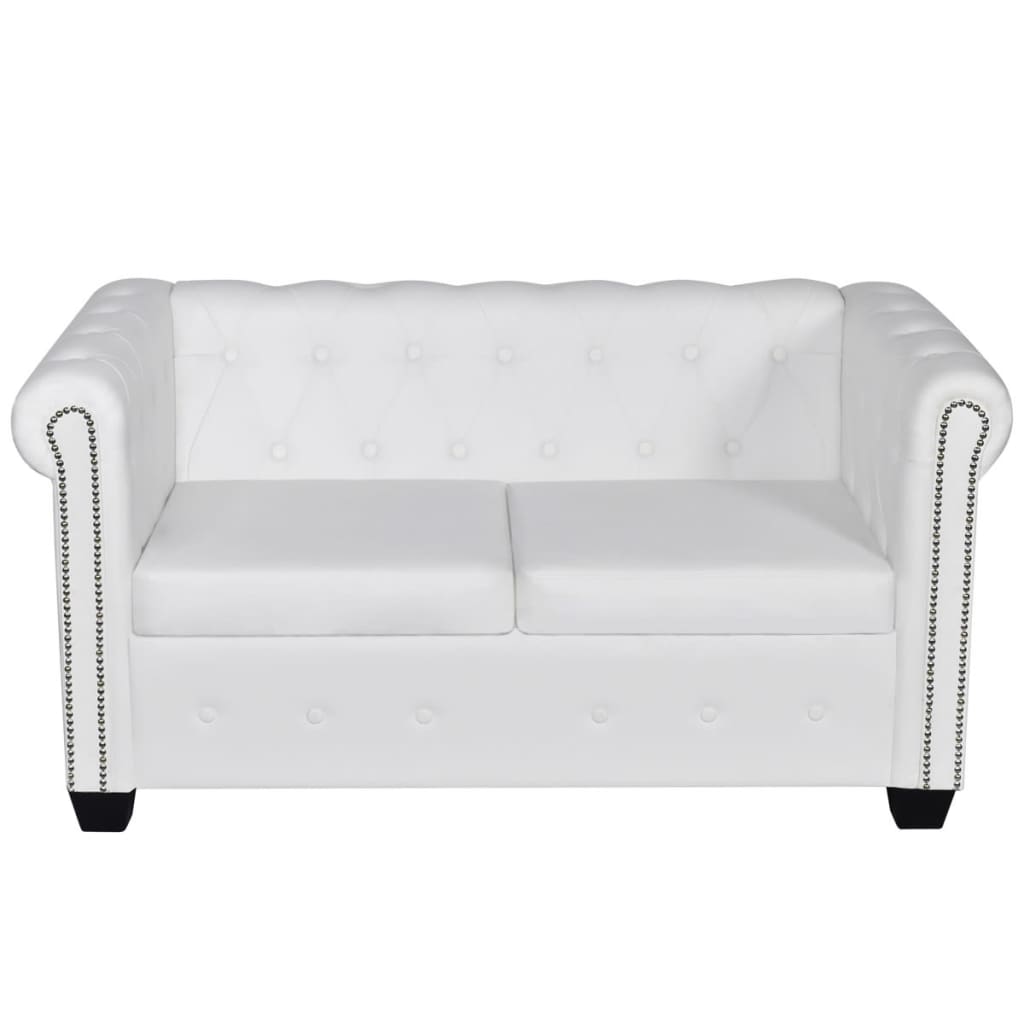 Canapea Chesterfield Cu 2 Locuri, Piele Artificială,
