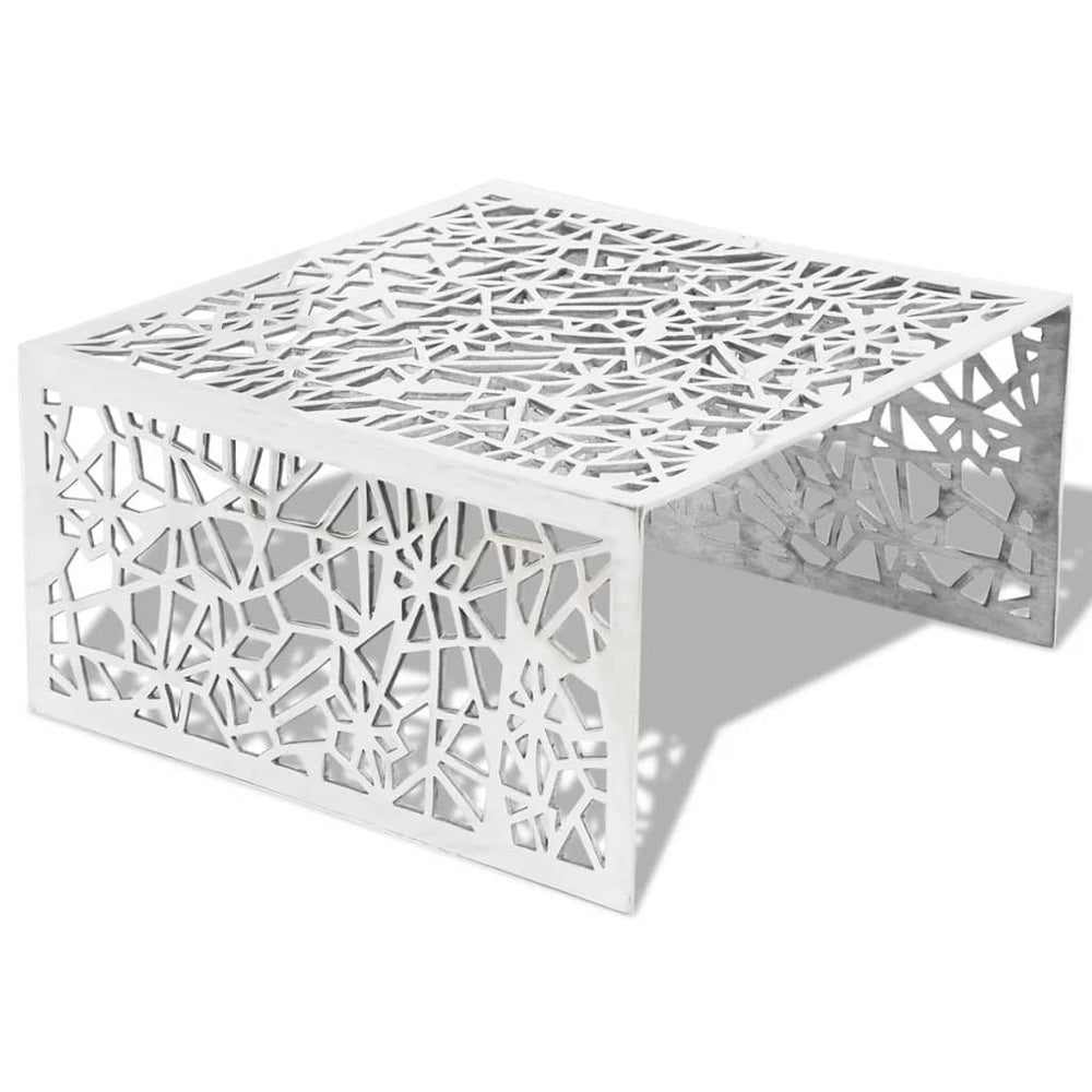 Măsuță De Cafea Cu Design Geometric, Argintiu, Aluminiu