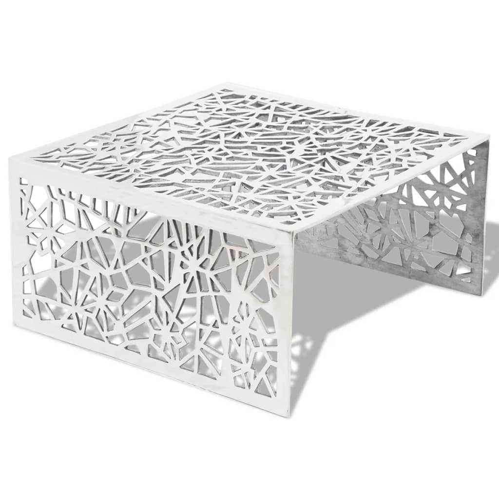 Măsuță De Cafea Cu Design Geometric, Argintiu, Aluminiu