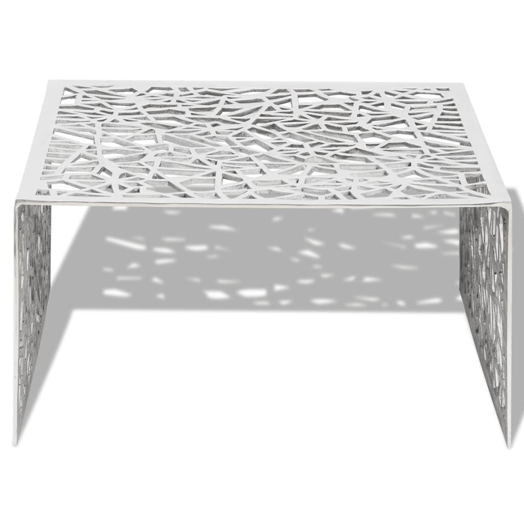 Măsuță De Cafea Cu Design Geometric, Argintiu, Aluminiu