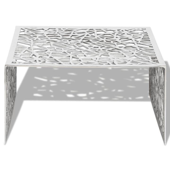 Măsuță De Cafea Cu Design Geometric, Argintiu, Aluminiu