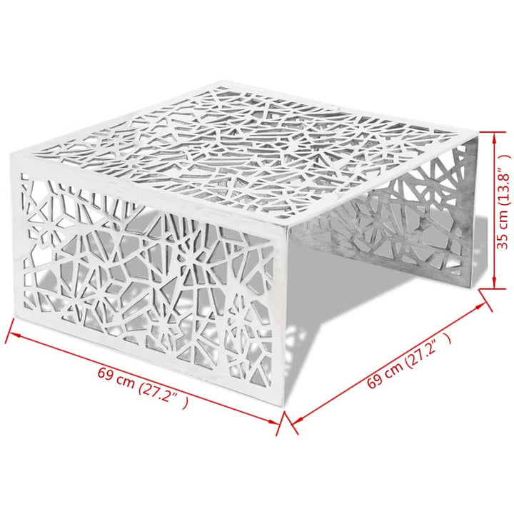 Măsuță De Cafea Cu Design Geometric, Argintiu, Aluminiu