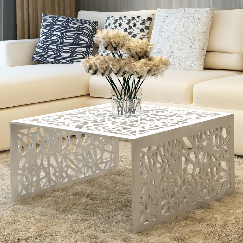 Măsuță De Cafea Cu Design Geometric, Argintiu, Aluminiu