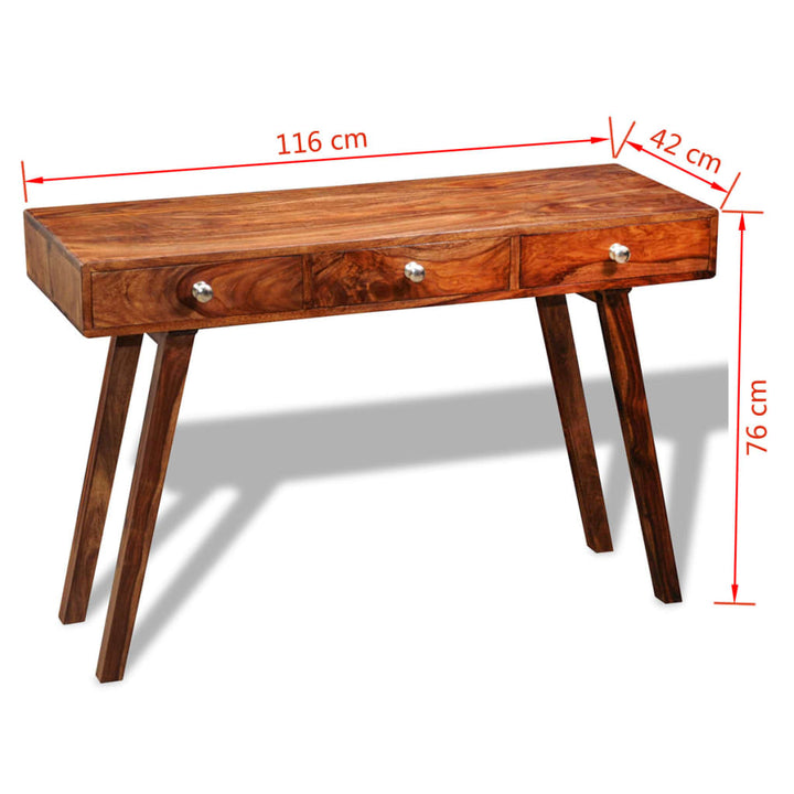 Masă Consolă Cu 3 Sertare, 76 Cm, Lemn Masiv De Sheesham