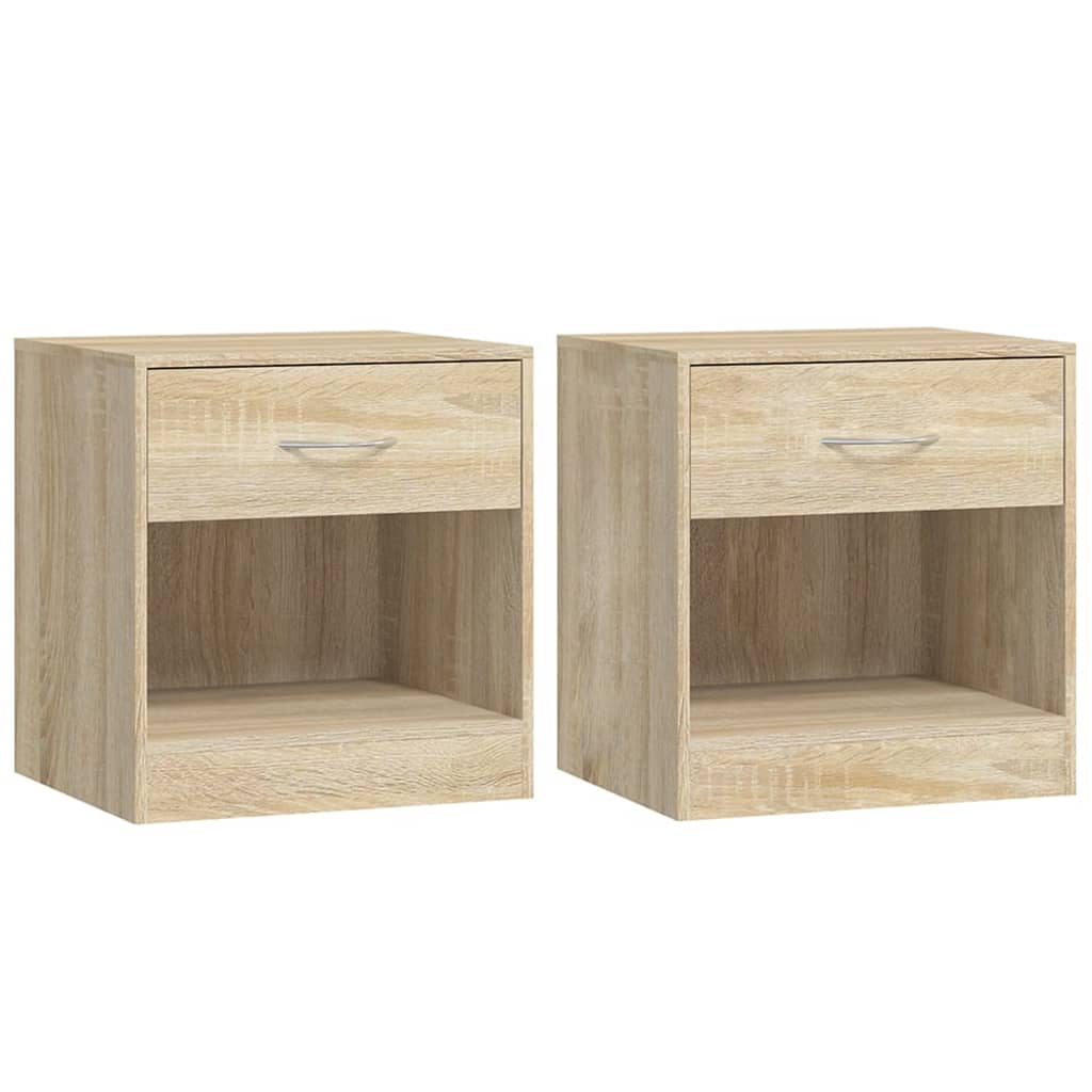 Noptieră Cu Sertar, 2 Buc, Culoare Stejar
