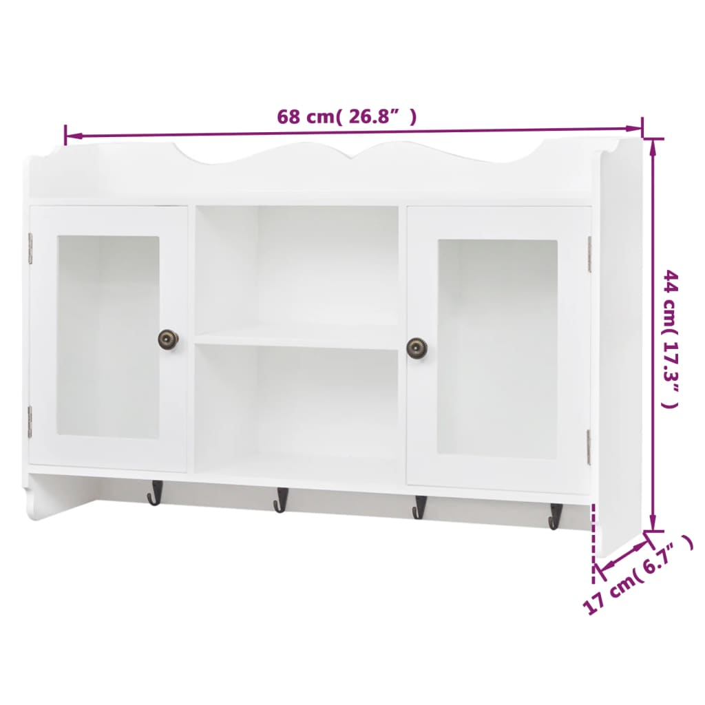 Dulap De Perete Din Mdf Alb, Raft Prezentare Pentru Cărți/Dvd