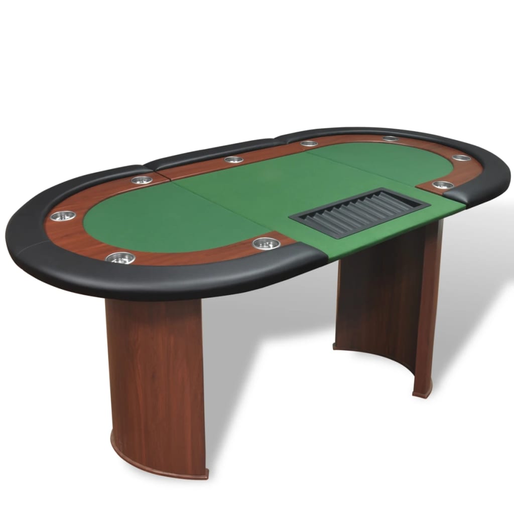 Masă Poker 10 Persoane, Zonă Dealer Și Suport Jetoane,