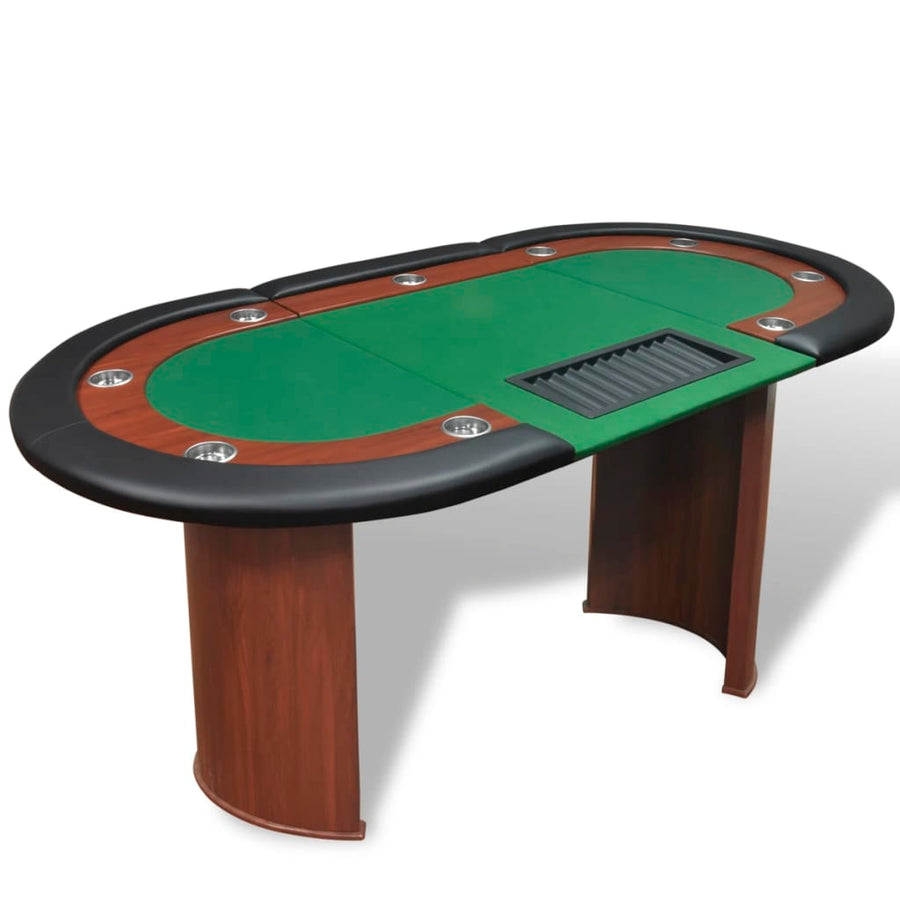 Masă Poker 10 Persoane, Zonă Dealer Și Suport Jetoane,