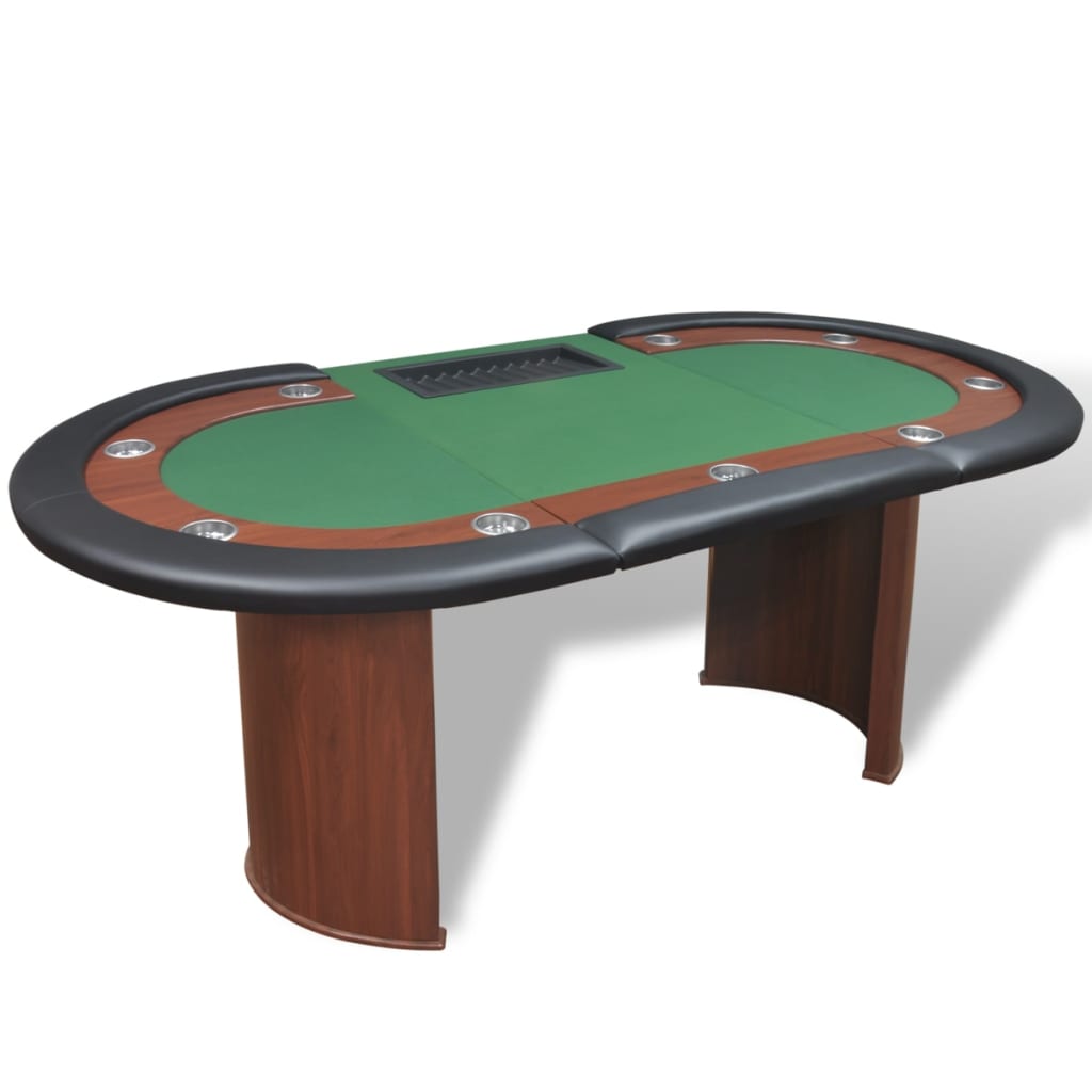 Masă Poker 10 Persoane, Zonă Dealer Și Suport Jetoane,