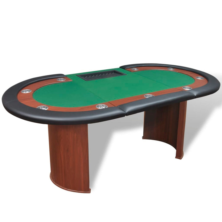 Masă Poker 10 Persoane, Zonă Dealer Și Suport Jetoane,