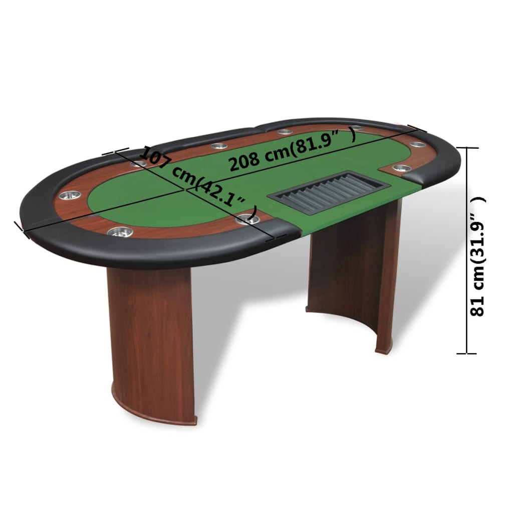 Masă Poker 10 Persoane, Zonă Dealer Și Suport Jetoane,
