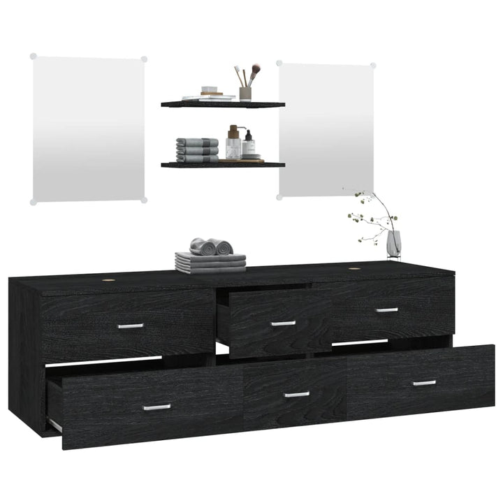 Set Mobilier De Baie, 5 Piese, , Lemn Prelucrat