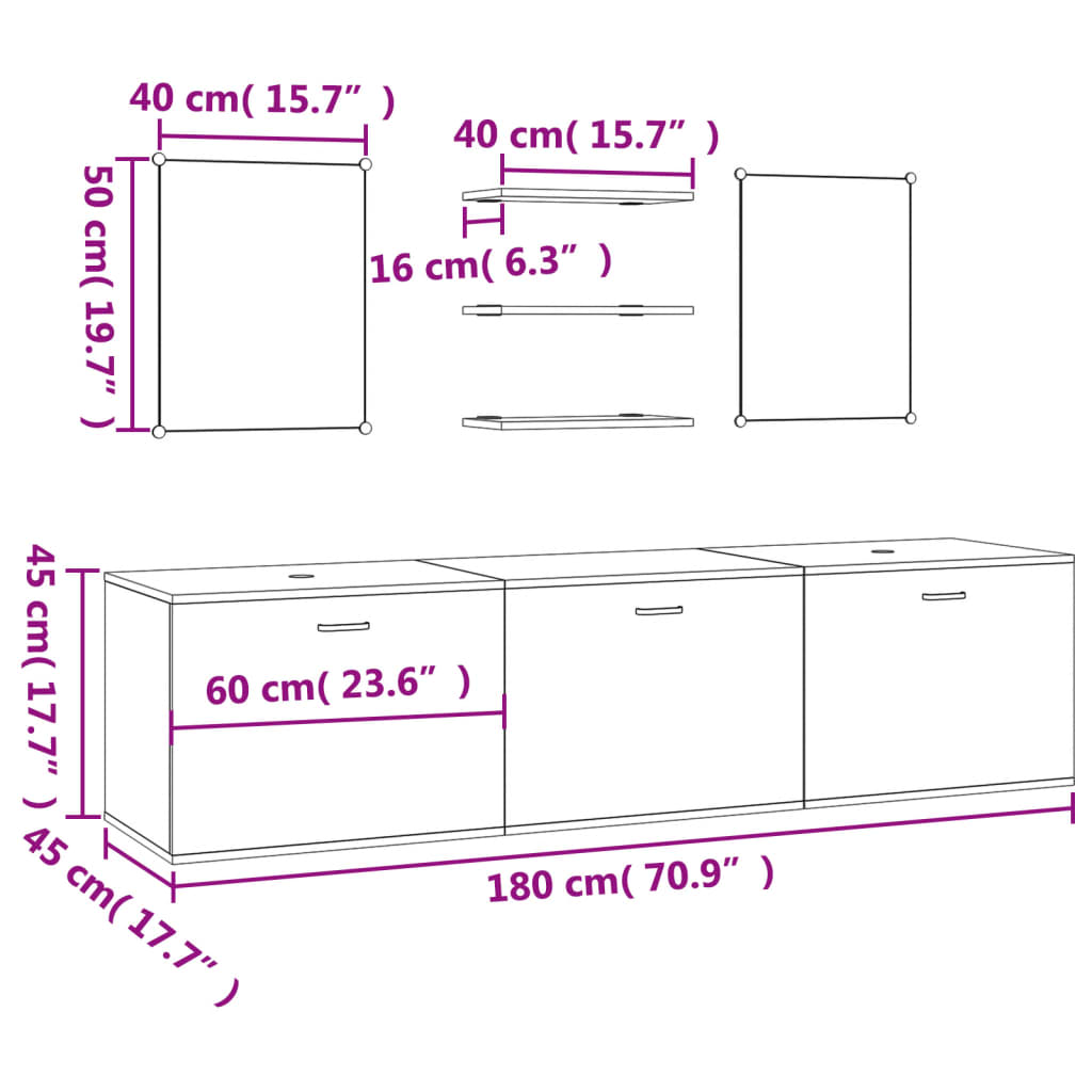 Set Mobilier De Baie, 6 Piese, , Lemn Prelucrat