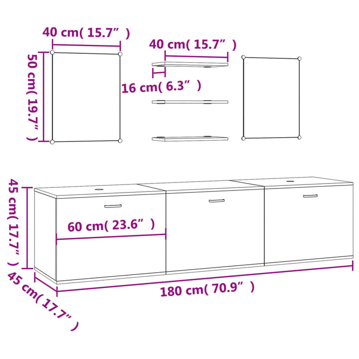 Set Mobilier De Baie, 6 Piese, , Lemn Prelucrat