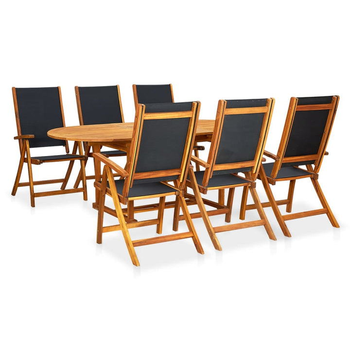 Set Mobilier De Grădină, 7 Piese, Lemn Masiv Acacia/Textilenă