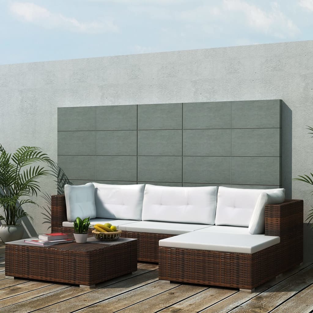 Set Mobilier De Grădină Cu Perne, 5 Piese, , Poliratan