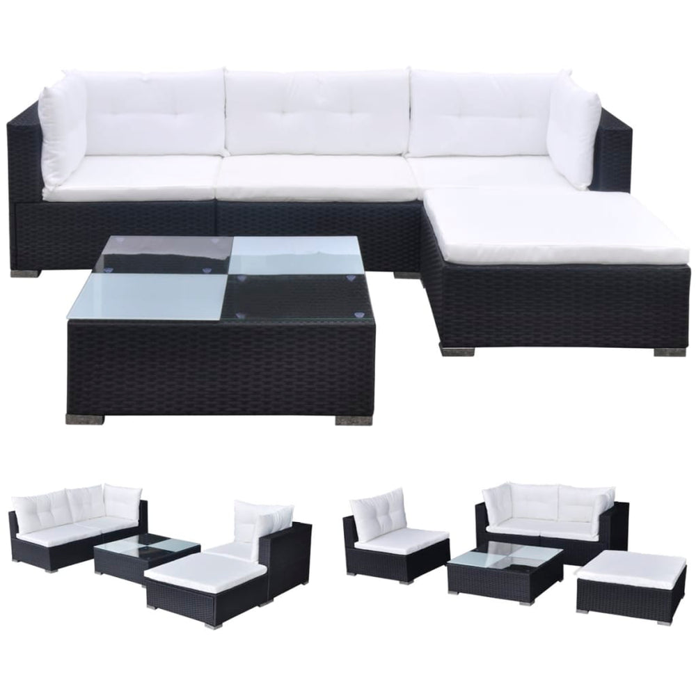 Set Mobilier De Grădină Cu Perne, 5 Piese, , Poliratan